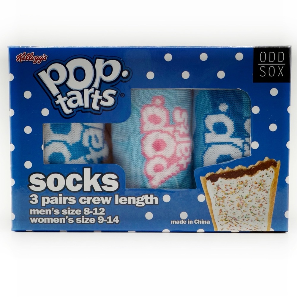 Odd Sox Pop-Tarts Crew Socks Poptarts Pop Tarts Fun Novelty Gift Set Blue Pink